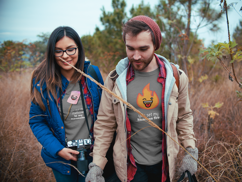 Funny Couples Shirts Camping Matching Campfire and Marshmallow Pun