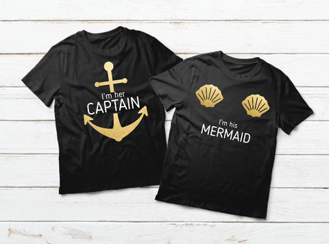 Couples Cruise Shirts His and Hers Matching Outfits Captain and Mermaid