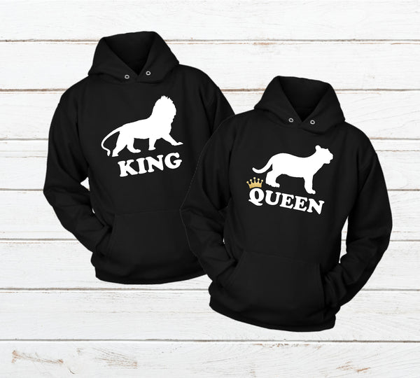Matching Couples Hoodies King and Queen Lions