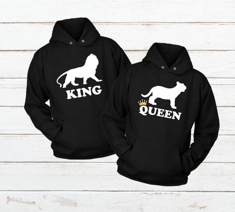 Matching Couples Hoodies King and Queen Lions