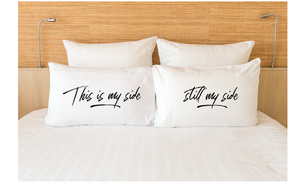 Couples Pillowcases Funny Bed Time Pillow Gift My Side Set