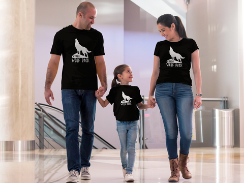 Matching Family Shirts Mom Dad Son Matching Outfits Wolf Pack - Black