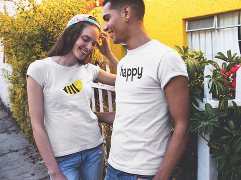 Couples Shirts Be Happy Funny Pun Bee Quote