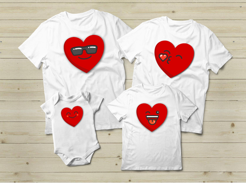 Matching Family Shirts Valentines Heart Emoji
