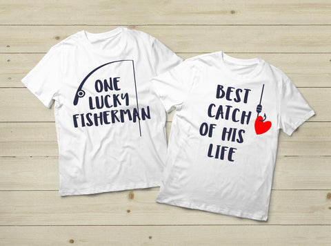 Fishing Couples Shirts Fisherman Love Gift -White