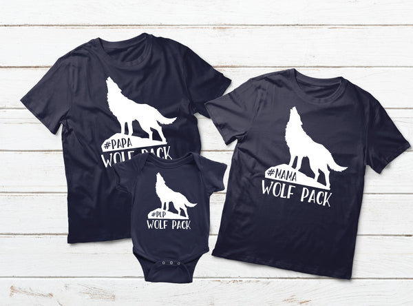Matching Family Shirts Mom Dad Son Matching Outfits Wolf Pack - Navy