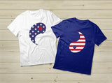 Couple Shirts Yin Yang American Flag  Stars and Stripes