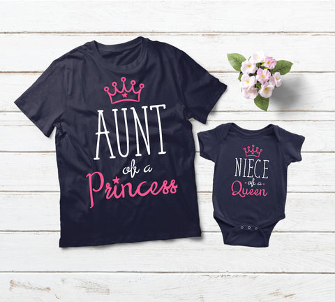 Aunt and Niece Shirts Queen and Princess Aunt Gift