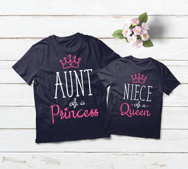 Aunt Niece Matching Shirts Auntie Queen and Princess Gift