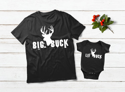 Big Little Buck Father Son Shirts Christmas Dad and Boy Gift
