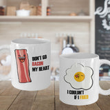 Bacon and Egg Couple Mugs Matching Gift Coffee Cups