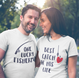 Fishing Couples Shirts Fisherman Love Gift -White