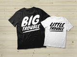 Father and Son Shirts Matching Big Little Trouble Funny Dad Gift