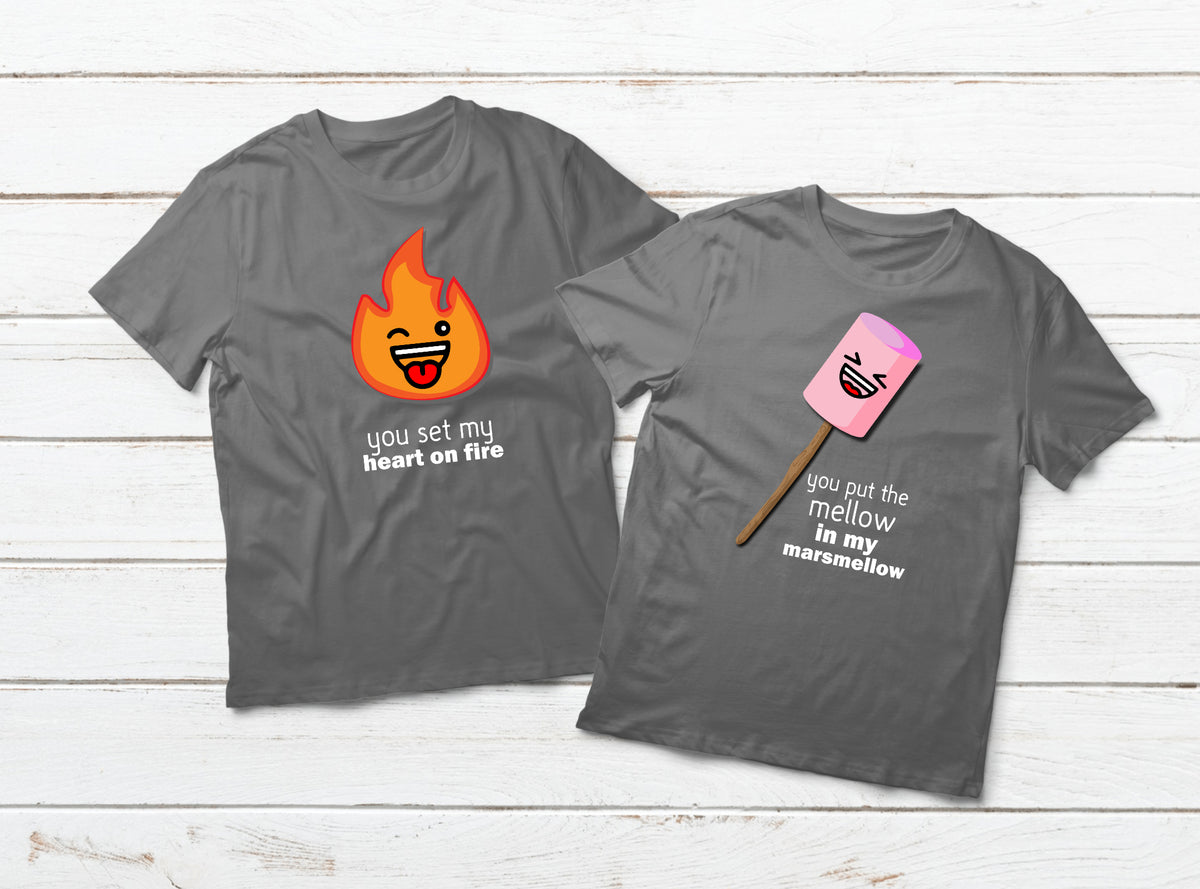 camping shirts Funny Couples Shirts Camping Matching Campfire and Marshmallow Pun – Matchizz