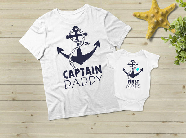 Captain Daddy First Mate Father and Son Shirts Matching Cruise Gift