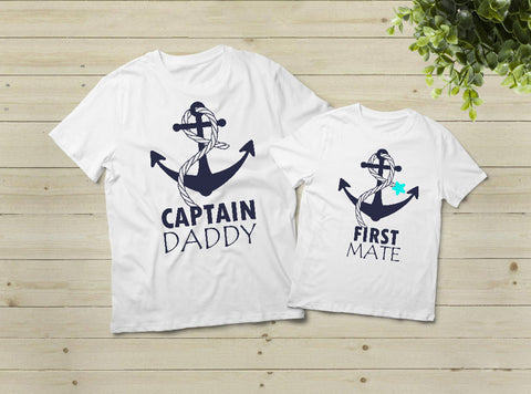 Captain Daddy First Mate Father and Son Shirts Matching Cruise Gift
