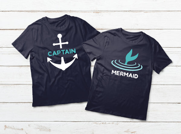 Couples Cruise Shirts His and Her Matching Outfits Captain and Mermaid