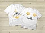 Couples T Shirts His and Hers Captain Mermaid Outfits