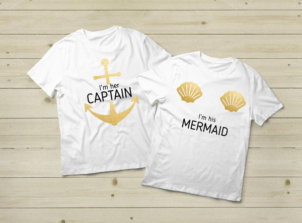 Couples T Shirts His and Hers Captain Mermaid Outfits