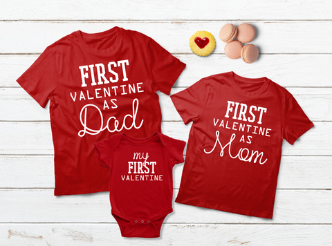 Matching Outfits for Family Baby First Valentine Dad Mom Son Daughter Shirts