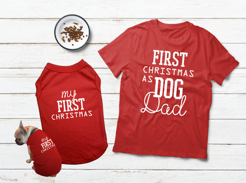 T Shirt for a Dog Dad Matching Pajamas with Dog Outfit for Christmas