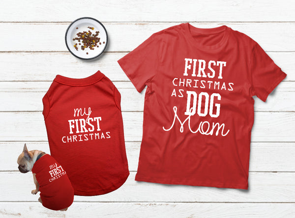 T Shirt for a Dog Mom Shirts Matching Pajamas with Dog Outfit for Christmas