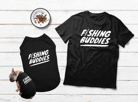 Matching Dog and Owner Shirts Fishing Buddies