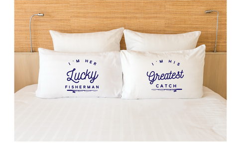 Fishing Couple Pillowcases Fisherman Love Gift Set