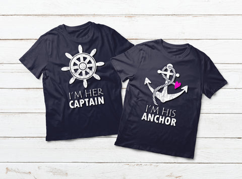 Cruise Couples Shirts Captain and Anchor His And Hers Matching Outfits