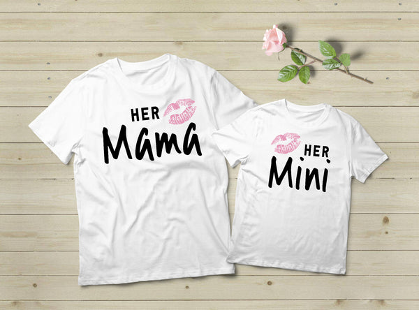 Mommy and Me Outfits Mama Mini Mother Daughter Shirts- White