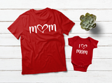 Mommy and Me Outfits I Love Mom Valentine Shirts