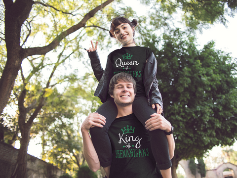 Couples T Shirts Queen and King of Shenanigan St Patricks Outfits
