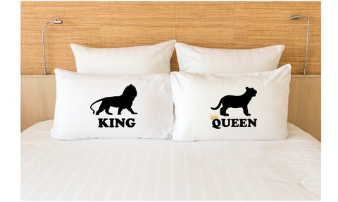 King and Queen Couple Pillowcases His Hers Matching Pillow Cover