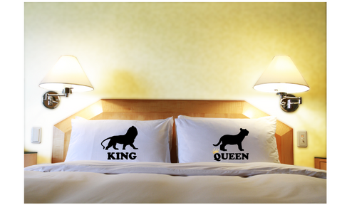King and Queen Couple Pillowcases His Hers Matching Pillow Cover