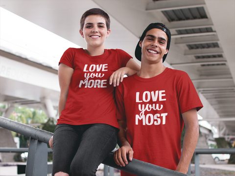 Valentines Couples Shirts Love You More Love You More