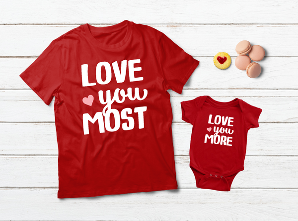 Mom and Baby Matching Outfits Love You More Valentine Gifts