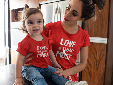 Mommy and Me Outfits Love You More Valentine Shirts