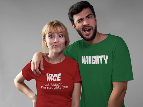 Couples Christmas Shirts Naughty and Nice Santa List