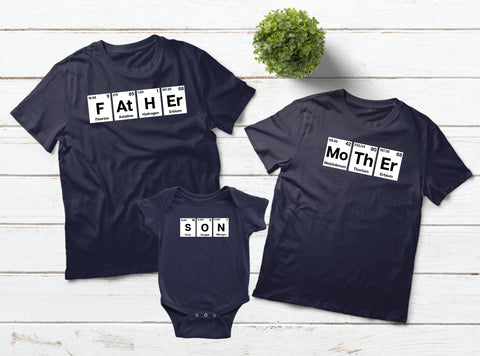 Family Outfits Father Mother Son Periodic Table Matching Shirts