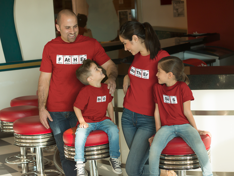 Family Outfits Father Mother Sis Bro Periodic Table Matching Shirts