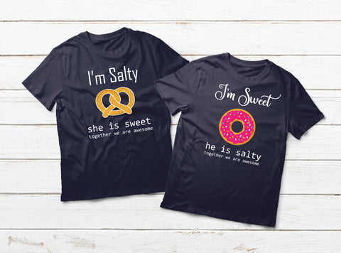 Funny Couples Shirts Salty and Sweet
