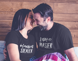 Couples Shirts Funny Pajamas Snore Master and Blanket Stealer
