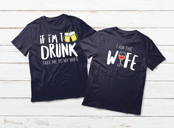 Funny Couples Shirts Drinking Matching Outfits for Husband and Wife