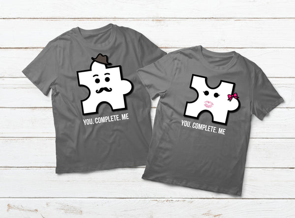 You Complete Me Funny Puzzle Couple Shirts Matching