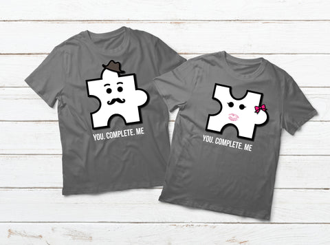 You Complete Me Funny Puzzle Couple Shirts Matching