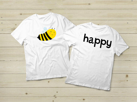 Couples Matching Shirts Be Happy Funny Pun Bee Quote