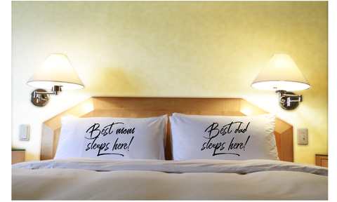 Best Mom & Dad Sleeps Here Couple Pillowcases Gift