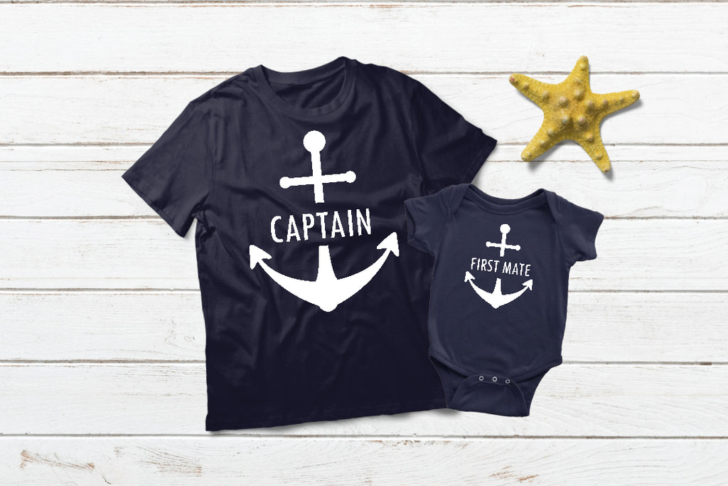 Father Son Shirts Captain Dad and First Mate Matching Shirts – Matchizz