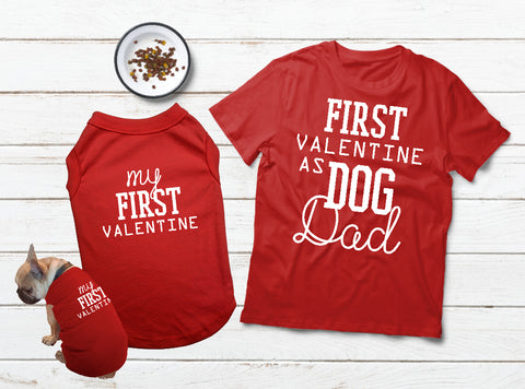 T Shirt For a Dog Valentines Day Matching Pajamas with Dog Dad