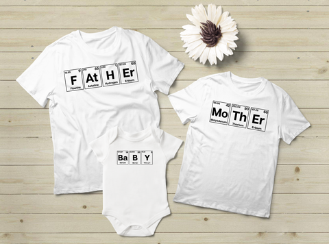Family Outfits Father Mother Baby Periodic Table Matching Shirts